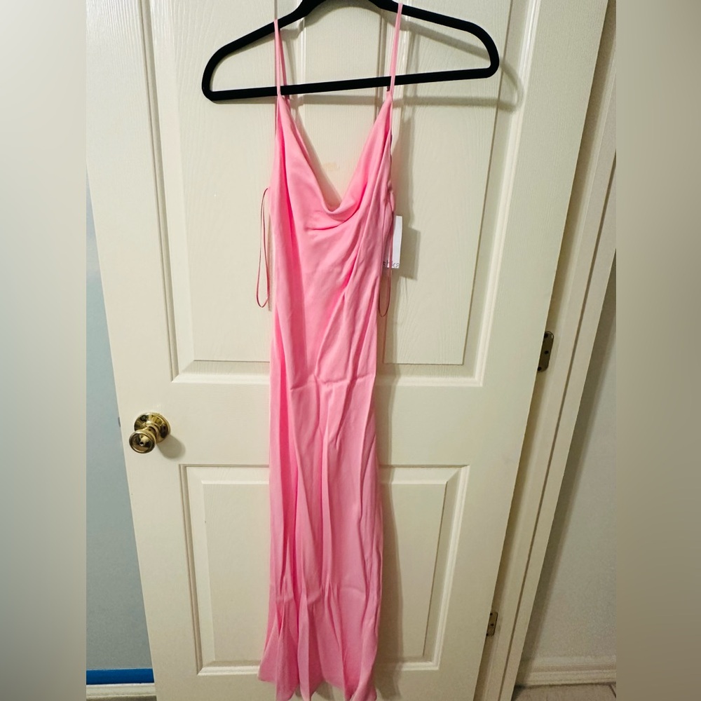 Bershka Pink Satin midi dress New with tags